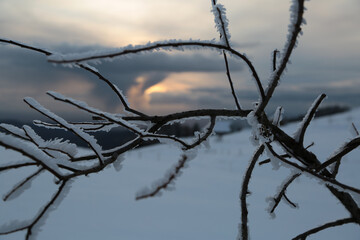 Winterlandschaft im Schwarzwald bei Sonnenuntergang