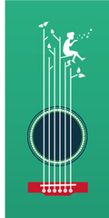 Guitar hole with child silhouette - concept illustration