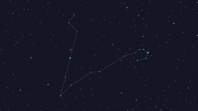 pisces zodiac, constellation with line in galaxy, group of star, horoscope sign, animation