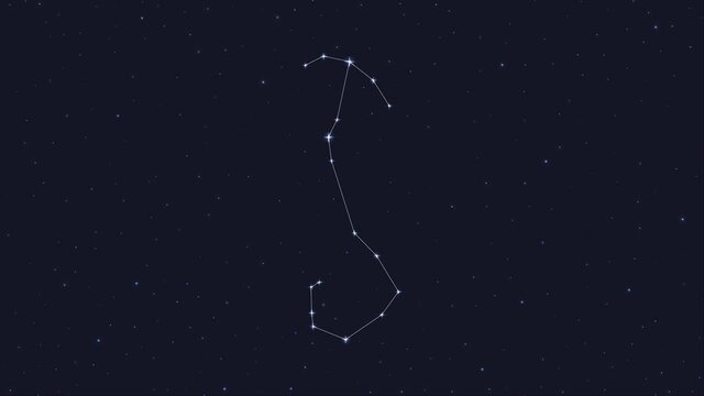scorpio zodiac, constellation with line in galaxy, group of star, horoscope sign, animation