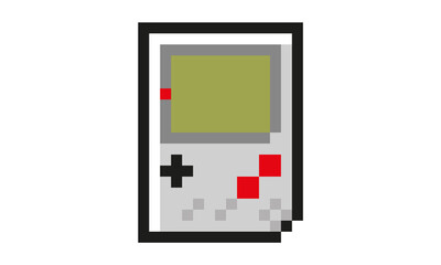 portable video game console game retro pixel art 8 bit classic vintage design, collectors, for websites, apps, social media, stop motion, graphic design, consoles repair and games store