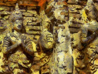 Ancient stucco patterns Illustrations creates an impressionist style of painting.