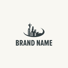 design logo city mountain vector