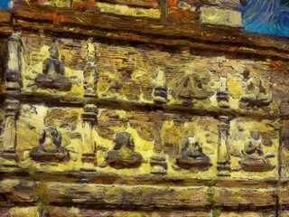 Ancient stucco patterns Illustrations creates an impressionist style of painting.