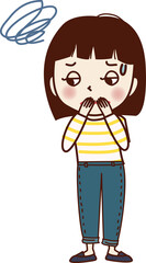 気分が優れない若い女性。