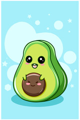 Cute and funny small avocado cartoon illustration