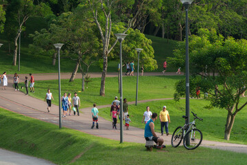Parque São Lourenço represa o rio Belém próximo à sua nascente. Importante área de lazer em Curitiba, Paraná, Brasil.