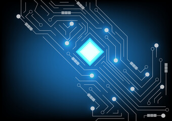 High tech electronic circuit board vector background.