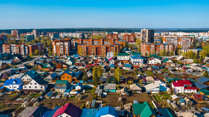 Obraz premium The city of Berdsk from a bird's-eye view. Western Siberia
