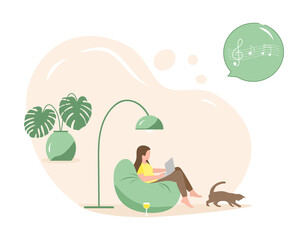 Relaxing Home People Online Music Streaming Audio