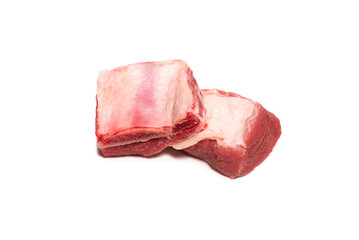 Raw beef ribs isolated on white background.
