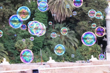 soap bubbles in the sky photo