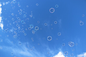 soap bubbles in the sky photo