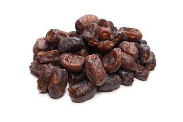 Dried dates isolated on white background.