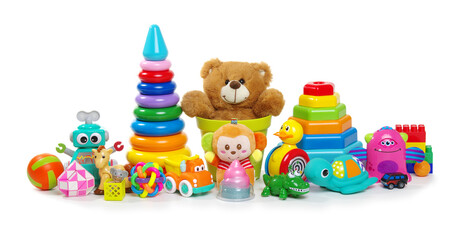 Toys collection isolated on white