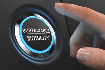 Fototapeta Button Sustainable Mobility - Hand obraz