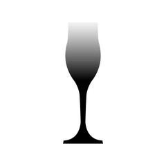 A glass silhouette with a gradient color on a white background.