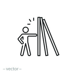 strong man icon, crisis resilience, confidence self, steadfast or immune human, effort for obstacle, thin line symbol on white background - editable stroke vector eps10