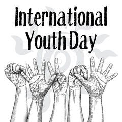 The concept of friendship day, International Youth Day, IYD celebration on 12 August. Vector.