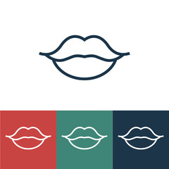 Linear vector icon with lips