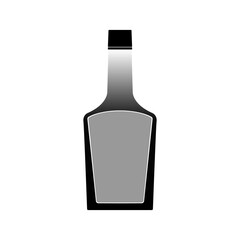 A bottle of cognac in black and white on a white background.