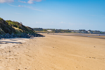 Panoramic view of Portmarnock beach, County Dublin, Ireland. Vivid colors,