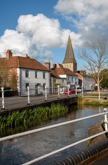 Stockbridge, Hampshire, England, UK. 2021. Stockbridge main street with colourful buildings where drovers  drove their sheep and cattle. One of the smallest towns in United Kingdom