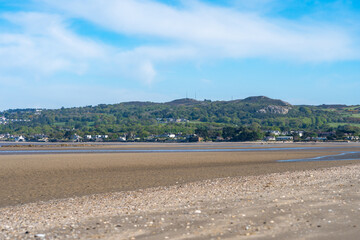 Panoramic view of Portmarnock beach, County Dublin, Ireland. Vivid colors,