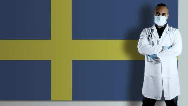 Sweden doctor with flag