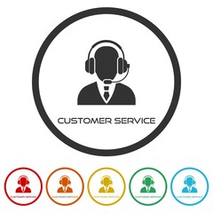 Customer service ring icon isolated on white background color set