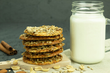 Delicious homemade cookies with seeds and honey