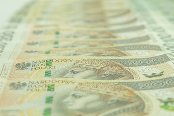 Photo of Polish banknotes, zloty as background