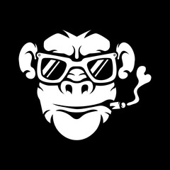 black and white version of a monkey design illustration