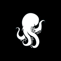 black and white version of octopus design illustration