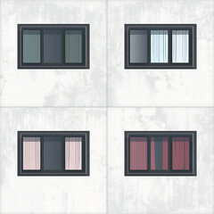 Part of the facade of a panel house. Eastern European architecture.