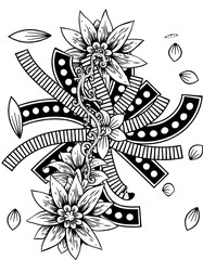 Floral Graffiti Coloring Page For Adults