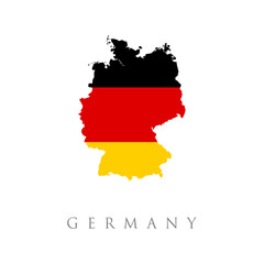 germany flag map. Map of Germany. Vector design isolated on white background. National Deutsch flag (black, red, gold colors). White background.