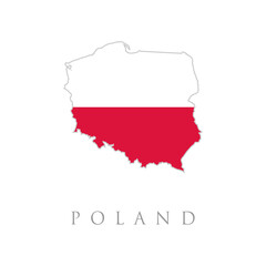 Poland flag map. Greeting card National Independence Day of the Republic of Poland. Illustration banner with realistic state flag. Poland vector map with the flag inside.