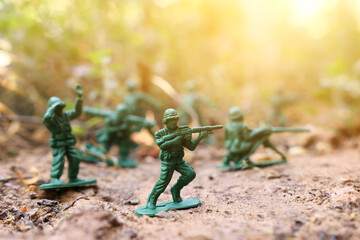 group of toy soldiers outdoors
