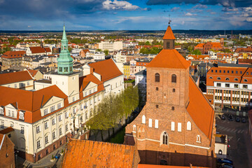 Obraz premium Grudziądz city over the Vistula River in the afternoon sun. Poland