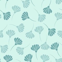 Obraz premium Vintage seamless pattern with blue colored flower ornament. Simple style botanic backdrop.