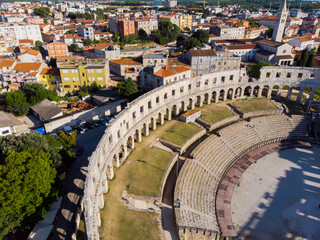 Fototapeta premium Ancient Roman amphitheater from a bird's eye view