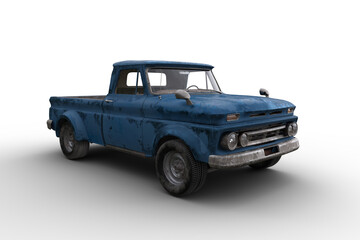 3D rendering of an old dusty vintage blue pickup truck isolated on white. © IG Digital Arts