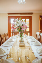 Table decorated for a dinner