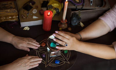Magical stuff illustration ,Tarot cards, candles and lifestyle, predicting 
