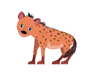 Cartoon funny hyena isolated on white background. African animal for abc book. Vector illustration
