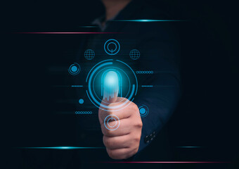 Concept of surveillance and security scanning of digital programs cyber futuristic applications.