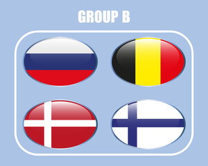 Flags of the participating teams with the text for the European Cup.