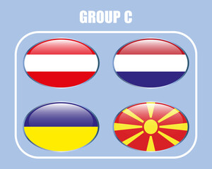 Flags of the participating teams with the text for the European Cup.