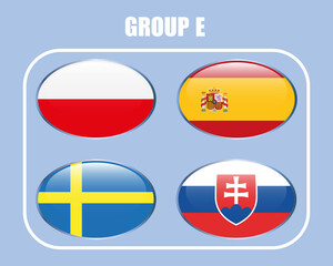 Flags of the participating teams with the text for the European Cup.